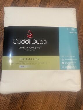 Cuddl Duds Soft & Cozy Twin Sheet Set in vanilla white